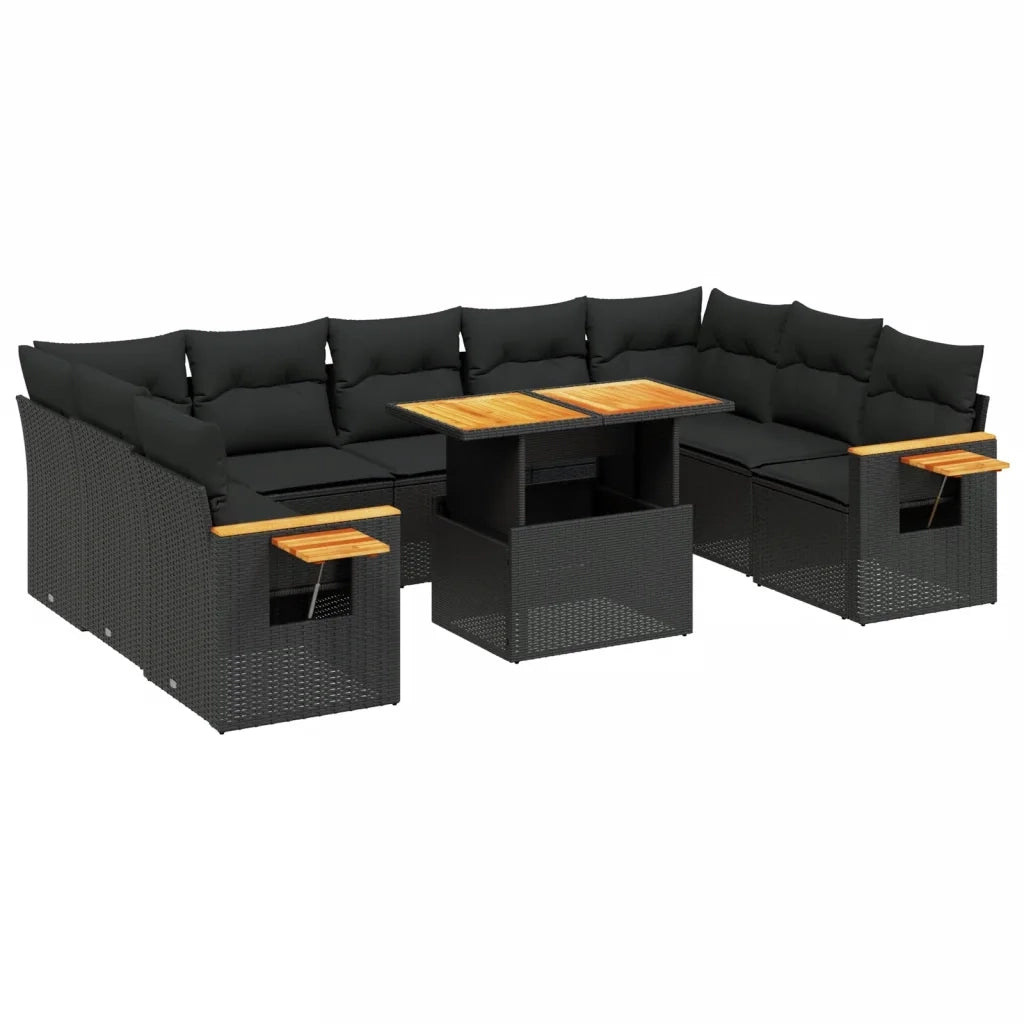Set Divani da Giardino 10pz con Cuscini in Polyrattan Nerocod mxl 113024