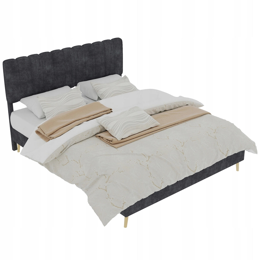 Letto imbottito 140x200 grigio con telaio sollevabile - Xylo