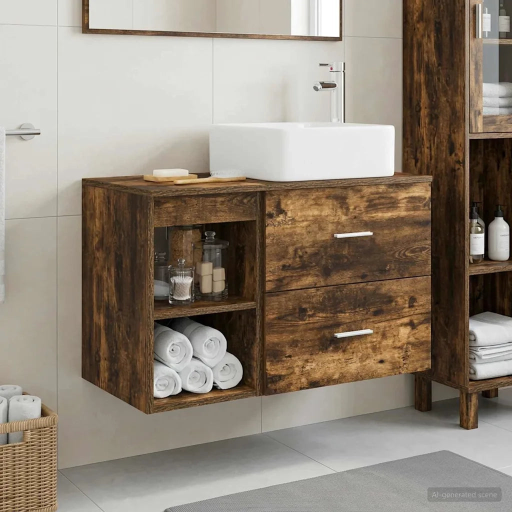 Set di mobili per il bagno 2 pcs Rovere Fumo 3403884