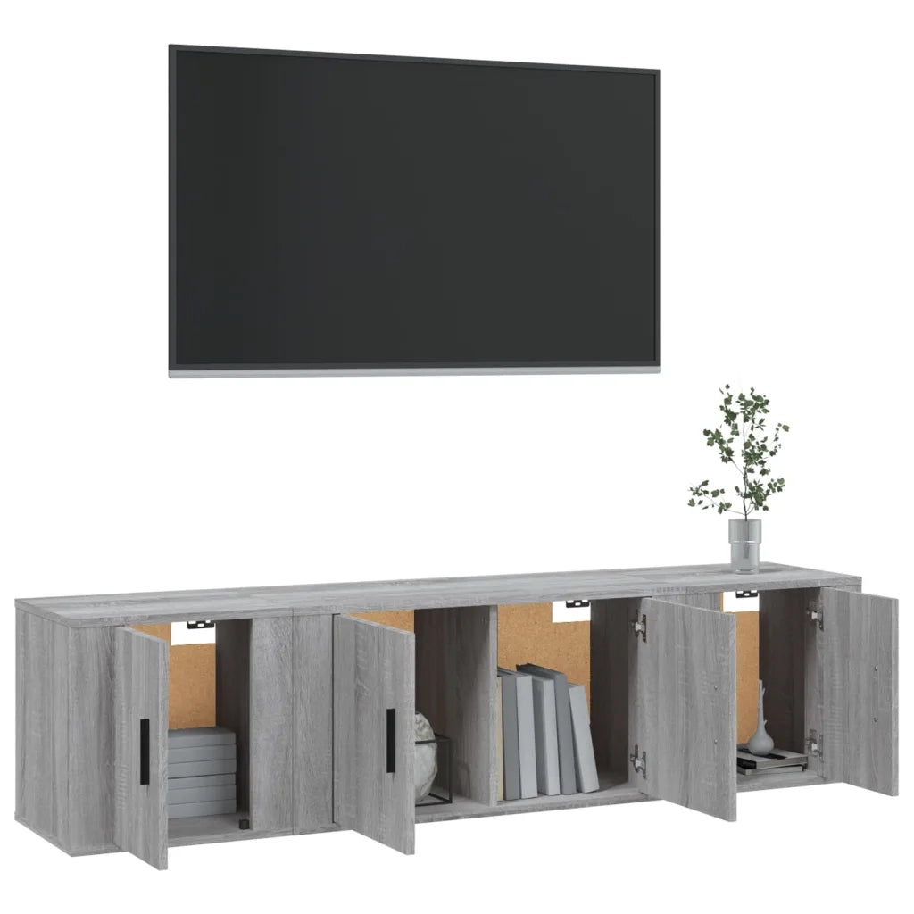 Set Mobili Porta TV 3 pz | Armadietto TV | Mobile Porta TV Grigio Sonoma in Legno Multistrato