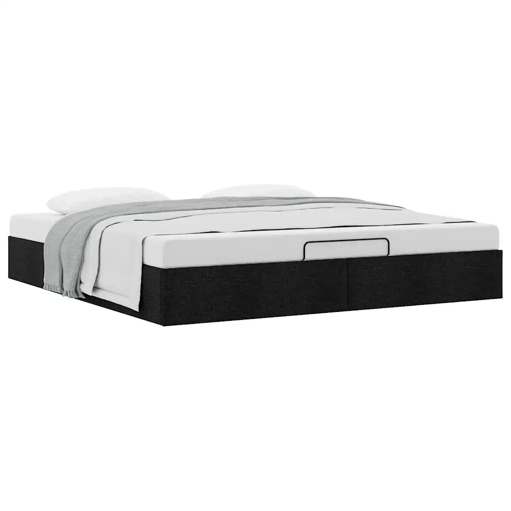 Struttura Letto Pouf senza Materasso Nero 200x200 cm in Tessuto