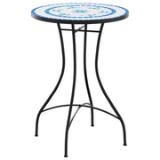 Tavolino da Giardino | Tavolino da Bistrot con Mosaico Blu e Bianco ?50x70 cm Ceramica