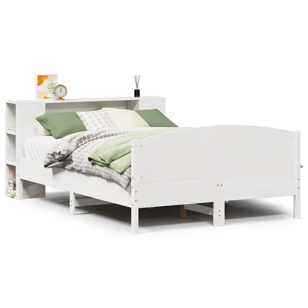 vidaXL Letto Libreria senza Materasso Bianco 140x200 cm Legno di Pino