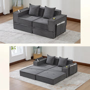Divano Letto 2 Posti con Poggiapiedi e Cuscini ¨C MINIMAL ¨C Tessuto