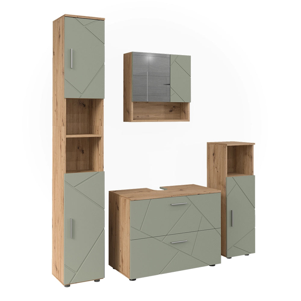 Vicco Set di mobili da bagno Verde salvia 4 parti
