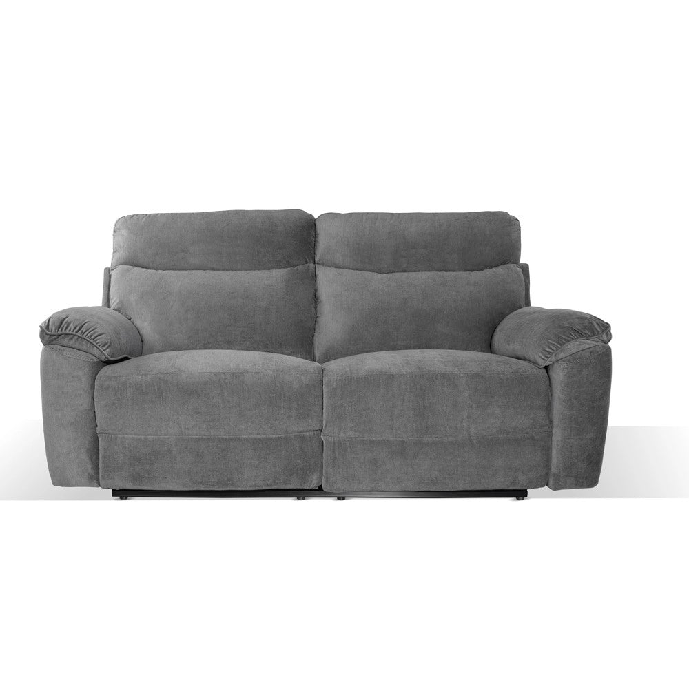 Divano 3 posti recliner elettrico tessuto grigio Boston 200x100x102H
