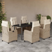 Set da Pranzo da Giardino 7 pz con Cuscini Beige in Polyrattancod mxl 111046