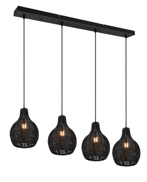 Lampada a Sospensione da Interno Attacco E14 in Tessuto Nero