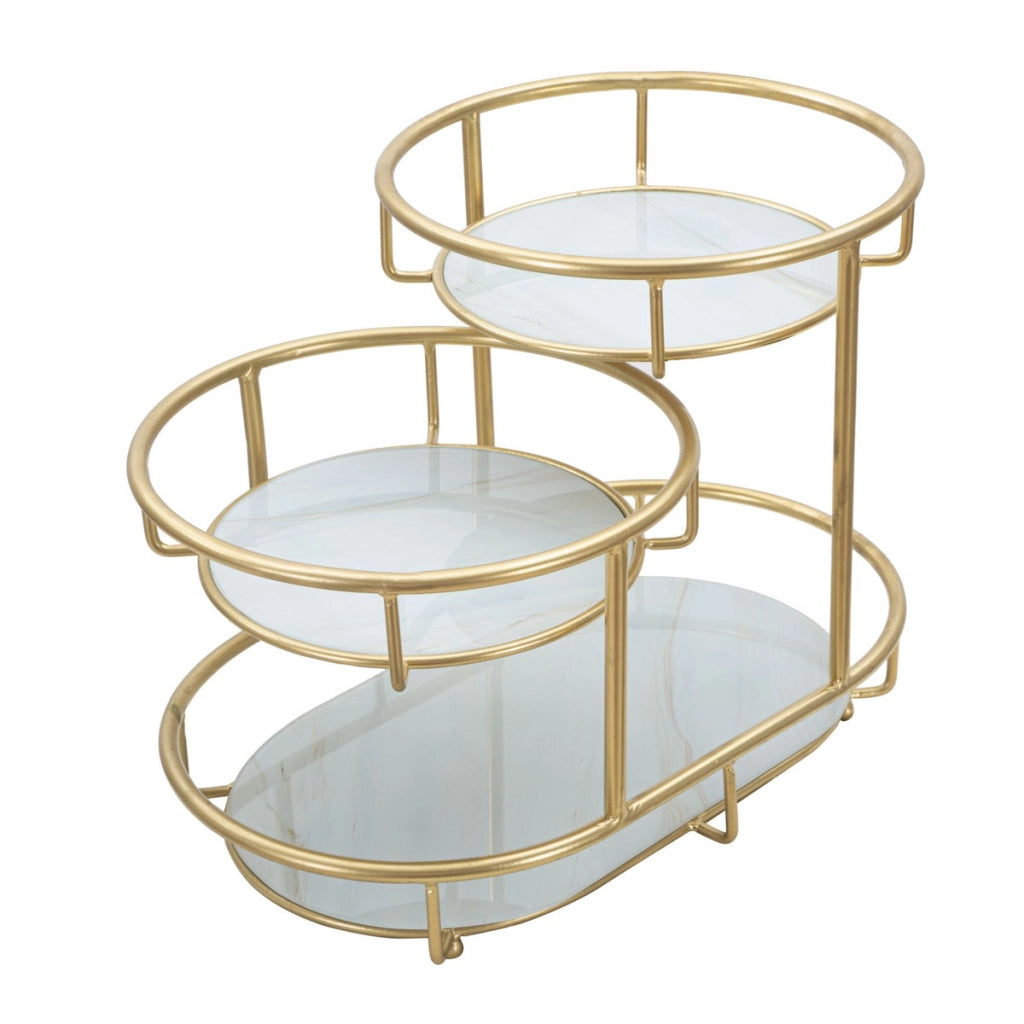 Vassoio VKH689, Oro, Metallo, 36x22,5x27 cm