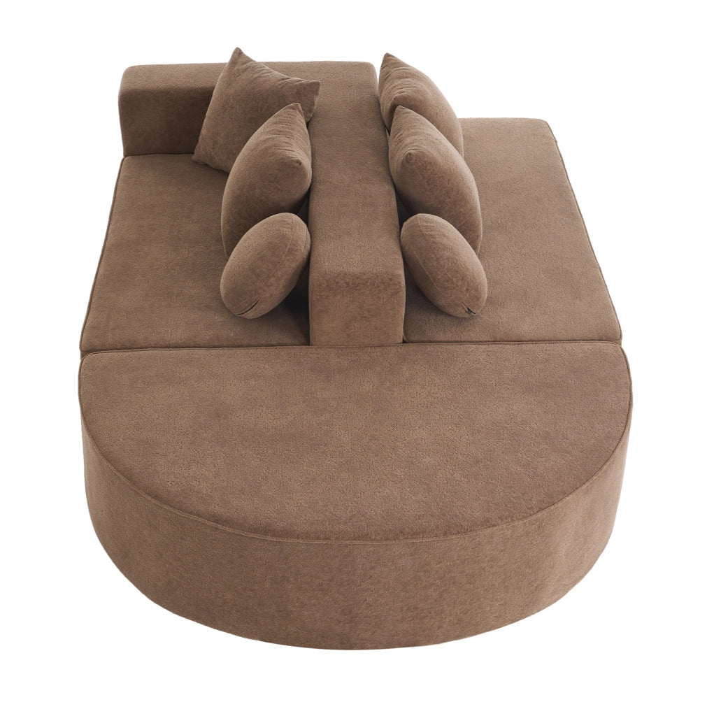 Divano letto 263x171x66 cm senza montaggio; modulare in ciniglia marrone