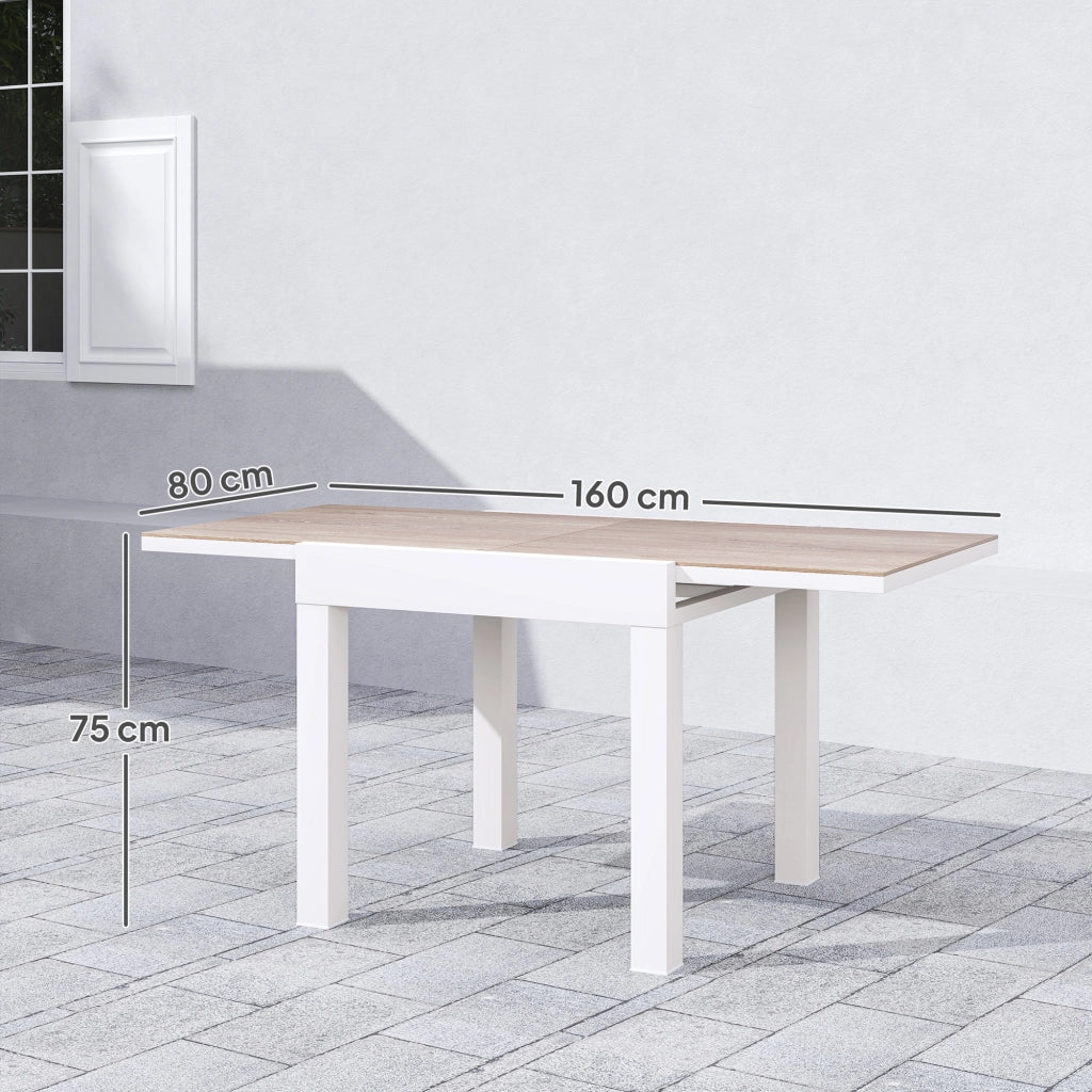 Tavolo da Pranzo da Giardino Allungabile 80-160 cm per 4-6 Posti, Bianco