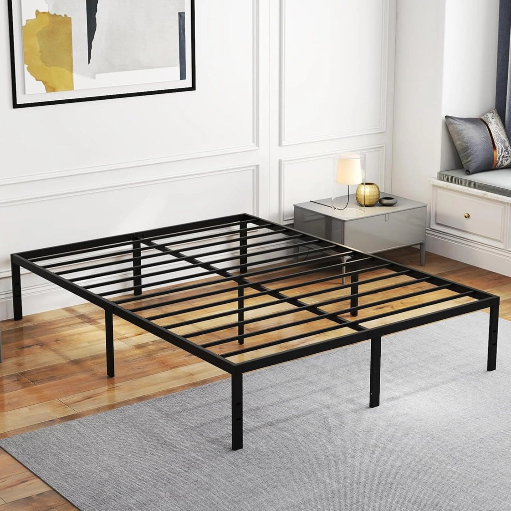 Struttura Letto Matrimoniale in Ferro 160 x 200 cm, Telaio Letto con 9 Piedini Antiscivolo, Supporto di Doghe Resistenti, Capacità di 300 kg, con Spazio Sotto (160 x 200 cm)