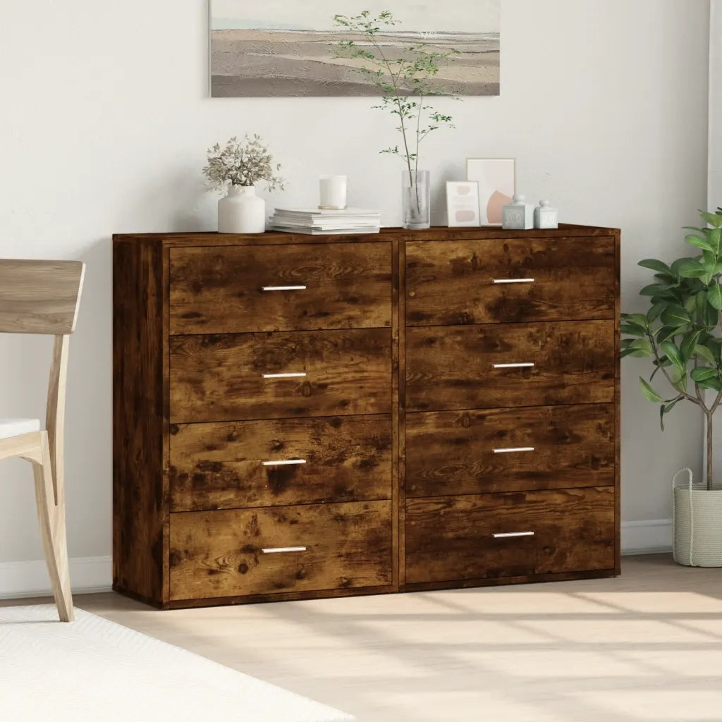 Credenze 2 pz Rovere Fumo 60x31x84 cm in Legno Multistrato 3276585