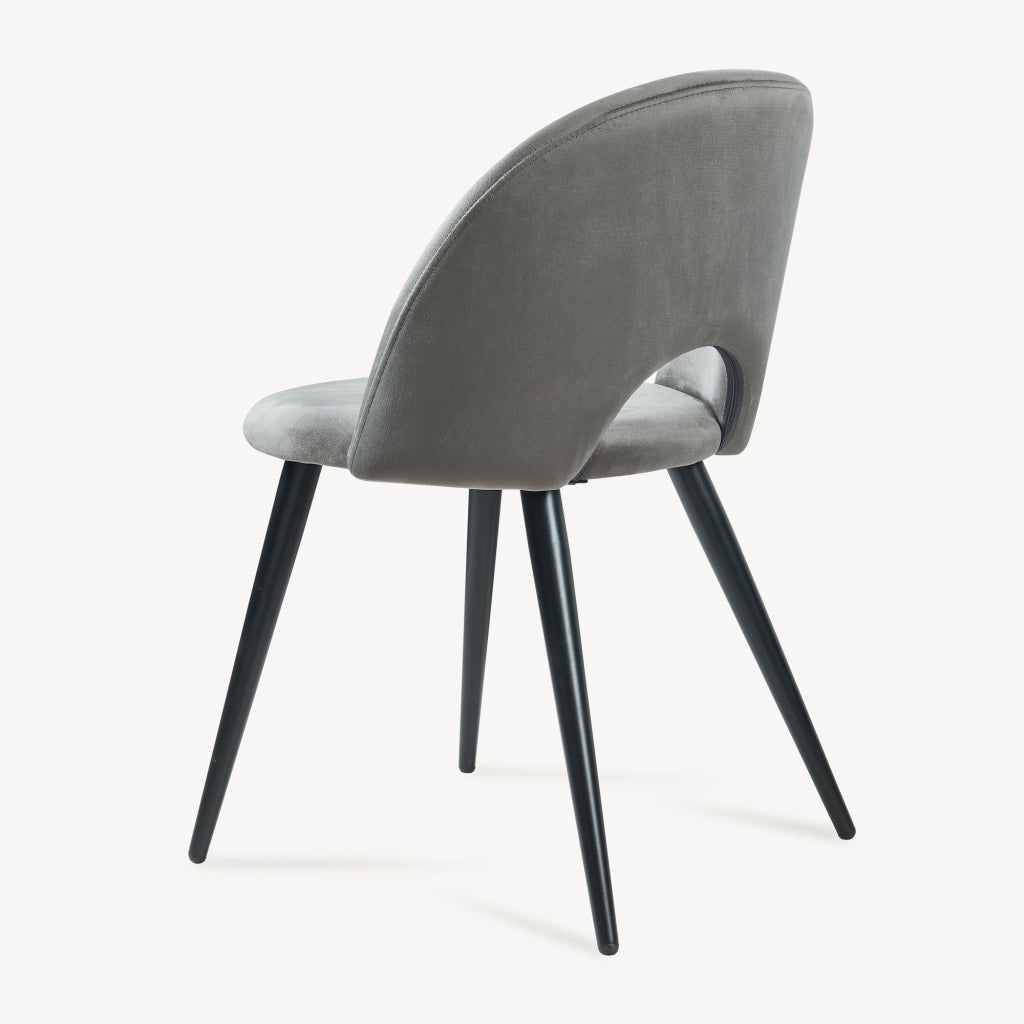 Set Karijoki di 2 Sedie Imbottite da Sala Pranzo Effetto Velluto - Grigio / Nero [en.casa]