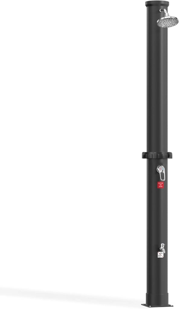 Doccia solare da giardino, 40 l, con cappa protettiva, per esterni, con rubinetto, soffione a pioggia, per giardino, piscina, campeggio, fino a 60 °C, colore: argento