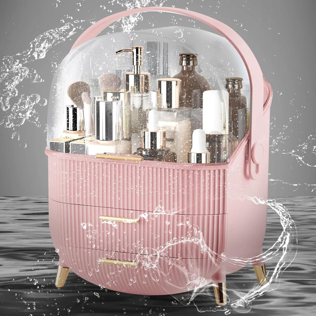 ZMH Porta trucchi da scrivania con più cassetti contenitore per cosmetici rosa 29 x 19 x 38 cm