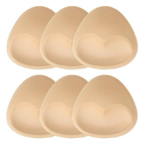 BH in sostituzione 6 pezzi - Borstcuscini riciclabili - Pads sostitutivi a tre angoli - Push-up per reggiseno/bikini - Supporto e Boost - Materiale Nylon/Spongia - Padding per seno