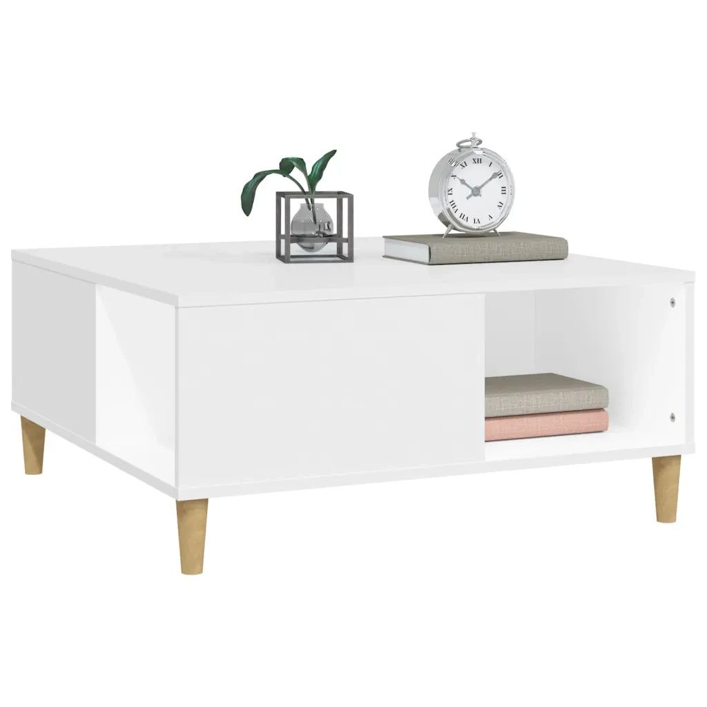 Tavolino da Salotto Bianco 80x80x36,5 cm in Legno Multistrato 821092