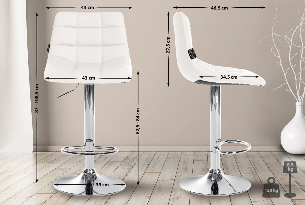 Set di 2 sgabelli da bar Jerry in similpelle bianco,cromo