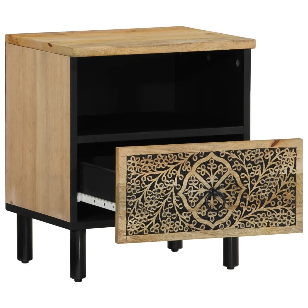 Comodini 2pz 40x33x46 cm in Legno Massello di Mango 358219