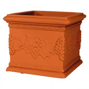 Vaso quadrato decorativo classico tradizionale 23x23 H20 in polimero resistente terracotta per piante per giardini e terrazze - Made in Italy