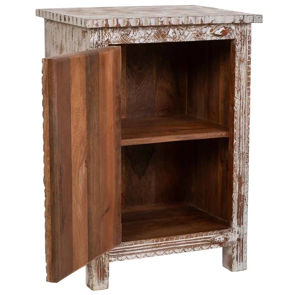 Tavolino artigianale in legno bianco 52x40x74h cm