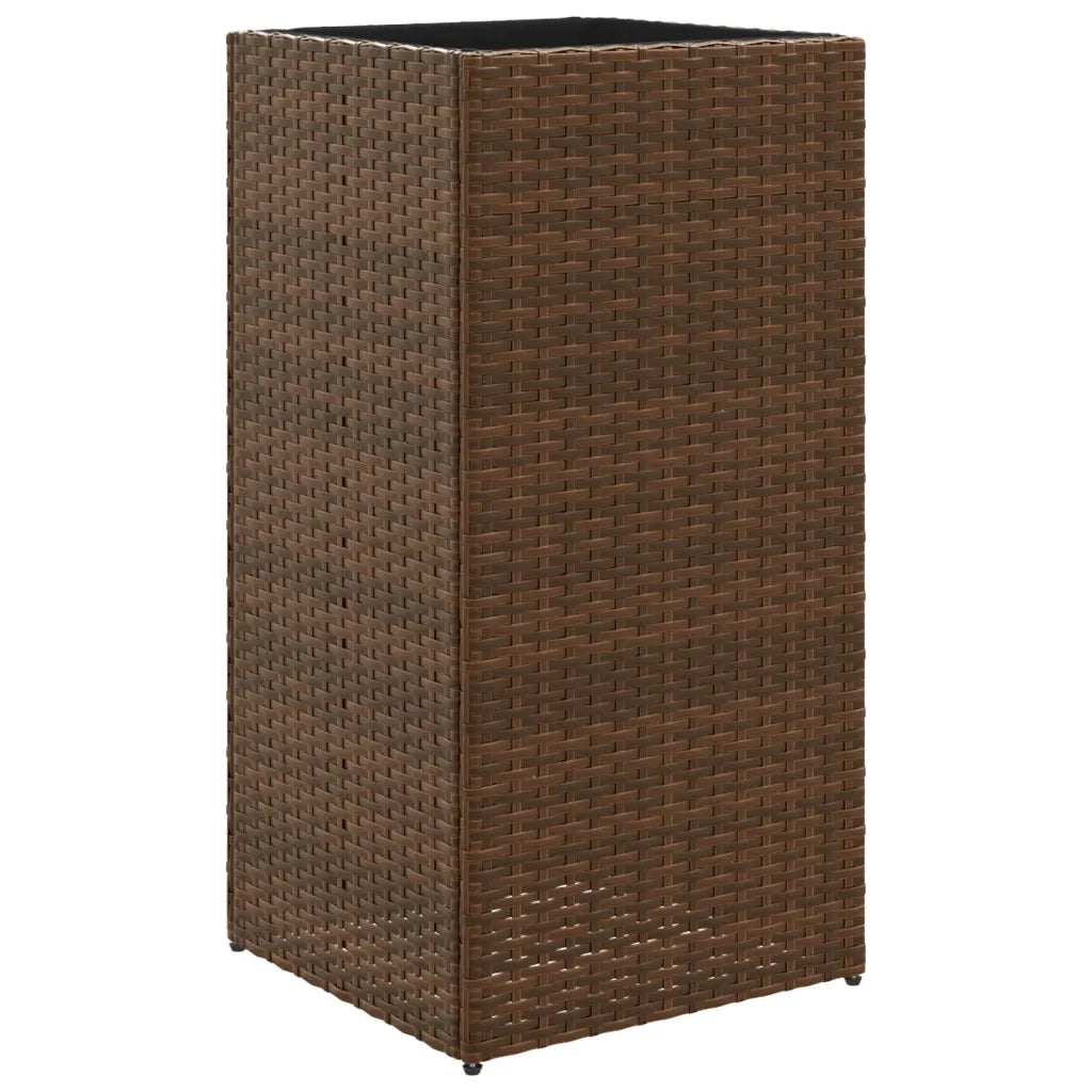 2 pz Fioriere | Cassetta per fiori | Vaso da Giardino Marrone 40x40x80 cm in Polyrattan