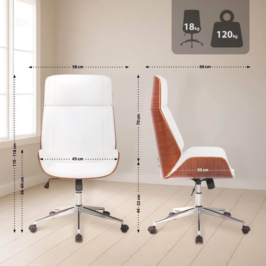 Sedia da ufficio Varel Noce/bianco
