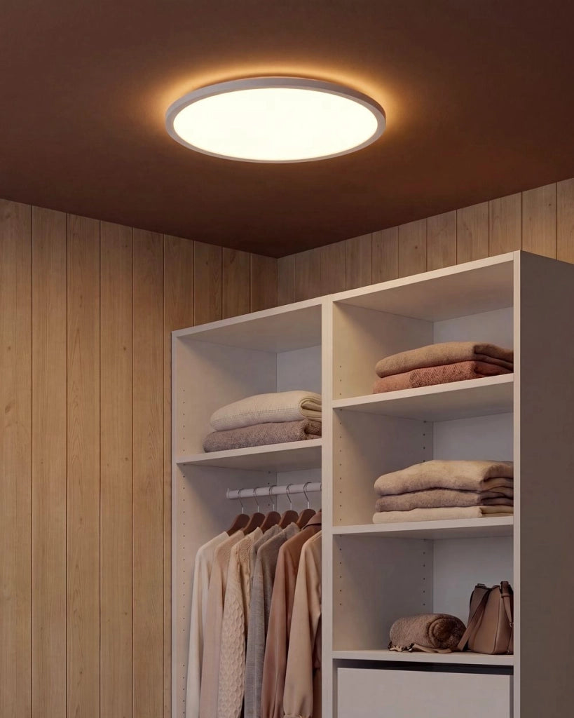 Lampada da soffitto a LED, bianco, in materiale sintetico, pannello luminoso a LED rotondo, lampada da incasso a soffitto con telecomando