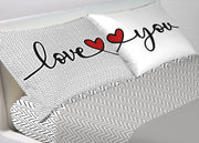 Completo Lenzuola Letto In 100% Cotone Made Italy Disegno Happy GI - Maxi - Love You