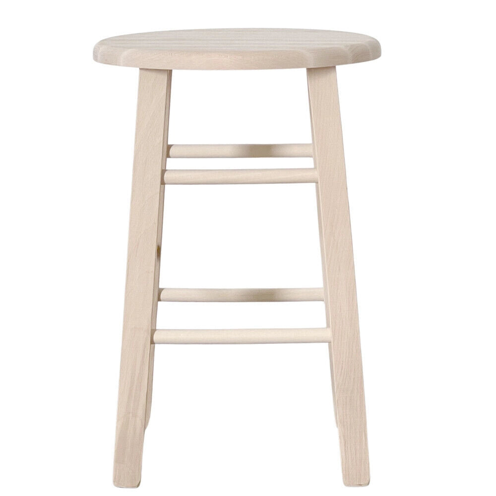 Sgabello in legno grezzo da verniciare h 47 cm con seduta rotonda e gambe dritte