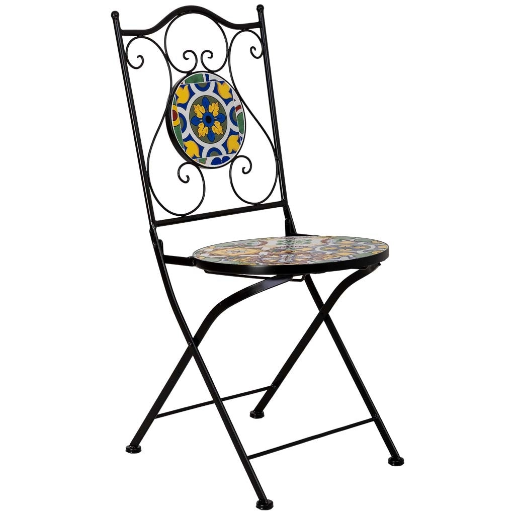 Tavolo e 2 sedie, metallo Giallo, 60x60x75h cm, 38x46x90h cm