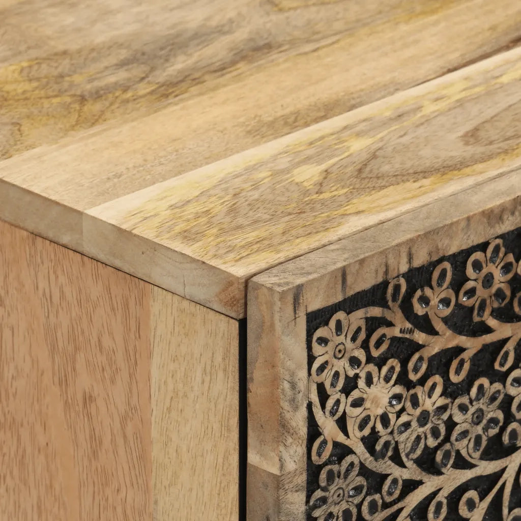 Comodino-Tavolino da notte 50x33x60 cm in Legno Massello di Mango