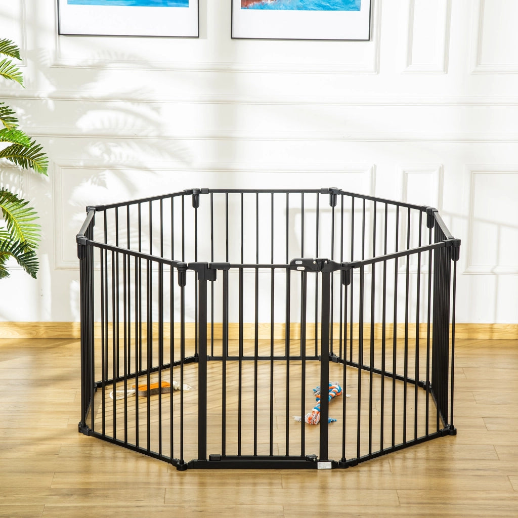 Recinto per Cani Gatti Pieghevole 482,5x2x76 cm 8 Sezioni in Acciaio Nero