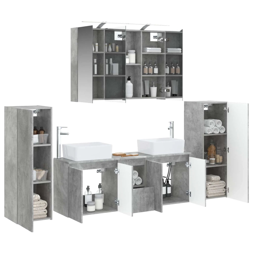 Set di mobili per il bagno 6 pcs Grigio Cemento 3407162