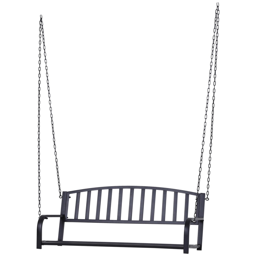 Easycomfort Dondolo Sospeso da Giardino con 2 Posti, Romantica Panchina in Metallo Nero per Esterni, 127 x 60 x 47cm