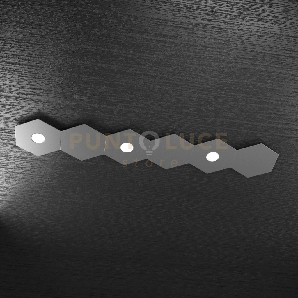 HEXAGON APPLIQUE-PLAFONIERA 3 LUCI + 3 DECORATIVO GRIGIO ANTRACITE 1142-3L3D-GA