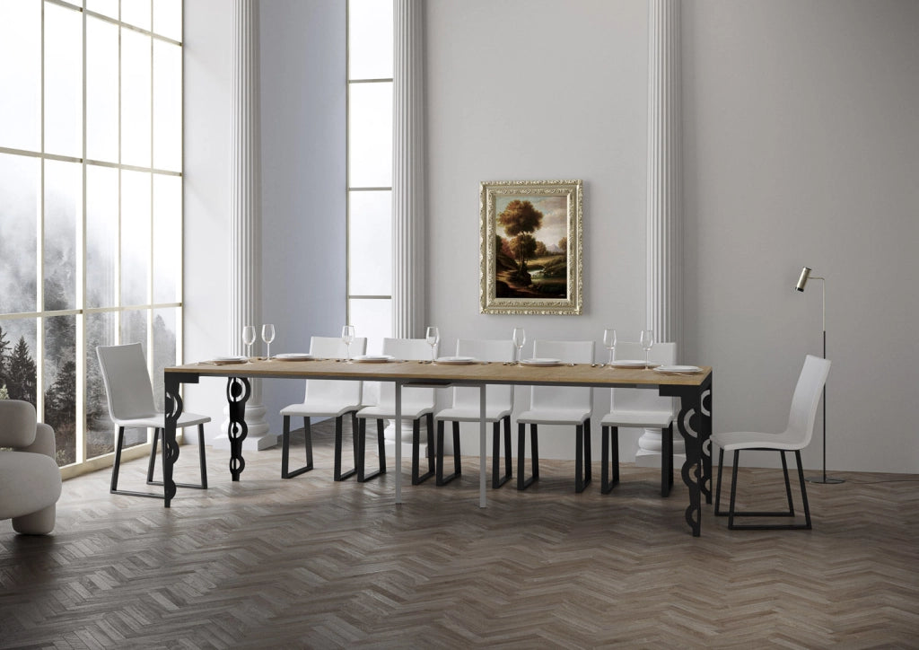 Consolle Allungabile 90-300x40x77 cm in Nobilitato Marrone