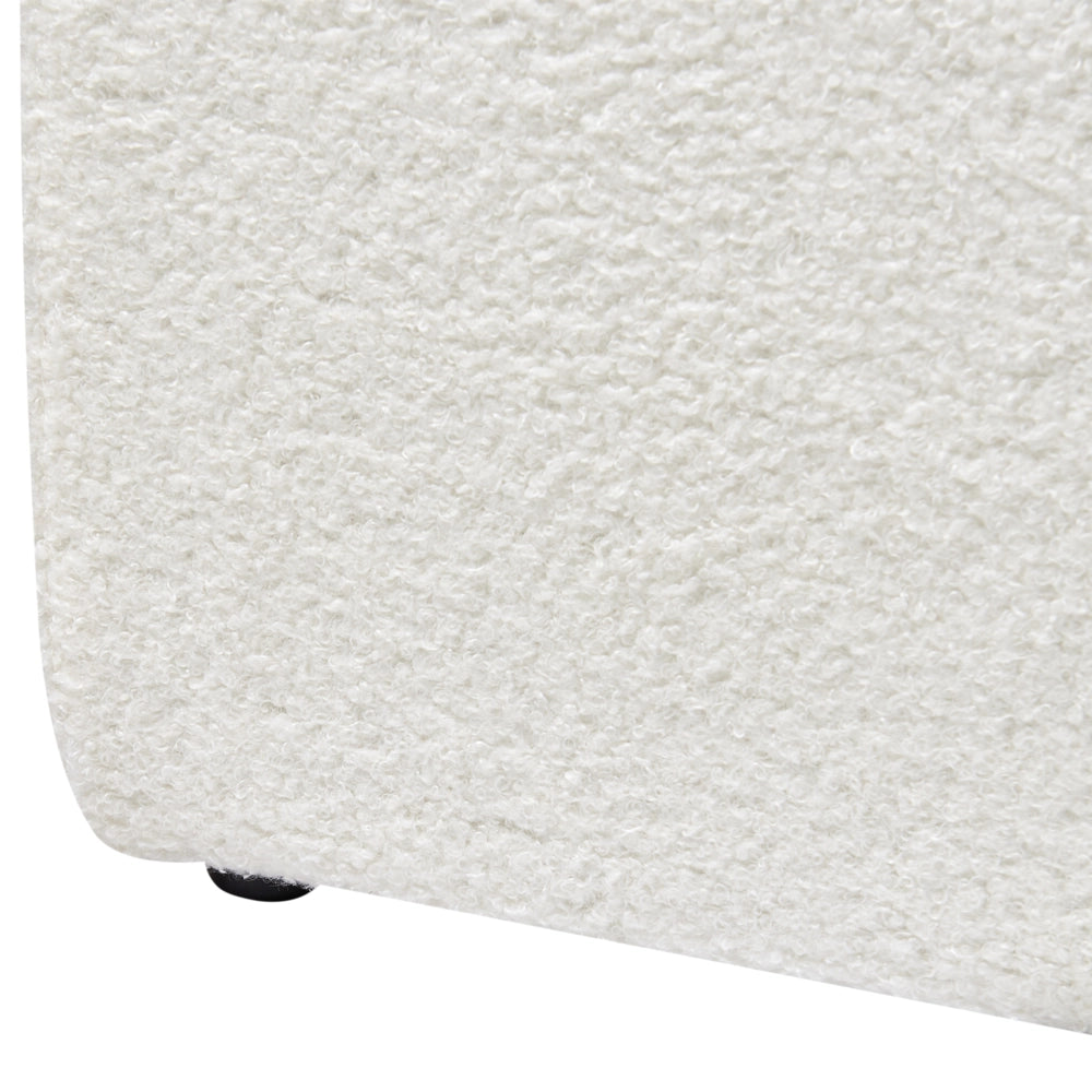 Letto singolo con testiera semicircolare in bouclé 90x200 cm base a doghe Testiera a Mezza Luna con contenitore