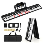 Tastiera elettronica pieghevole per pianoforte 128 x 23 x 5,5 cm con 1000 toni e 3 modalità di insegnamento in nero hips 20_0011452