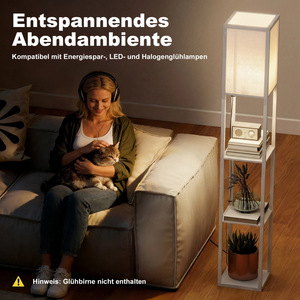 Lampada da terra con scaffali ¨C zephmum ¨C legno 26x26x160 cm