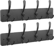 Set di attacchi per parete con 2 capocchi - Lunghezza 84 CM - Attacchi per parete in legno massello - Hanger per cappotto, cappello, borsa, indumenti e portafoglio - Nero - Modello per parete