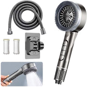 Douchekop con filtro idroforizzante, alta pressione, 4 tipi di getto, douchekop con funzione di stop, douchekop economo con funzione anticorrosione, per la rimozione del cloro residuo, acqua dura.