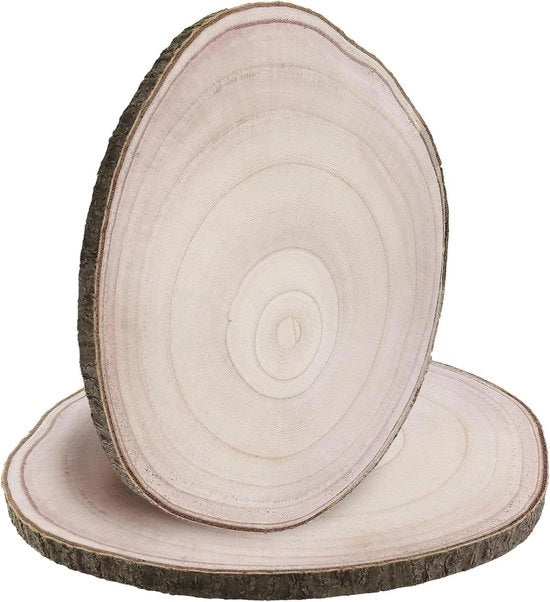 Piattaforma per torte in legno naturale, set di 2 pezzi, 30-35cm - Adatto per matrimoni, feste e decorazione di fattoria