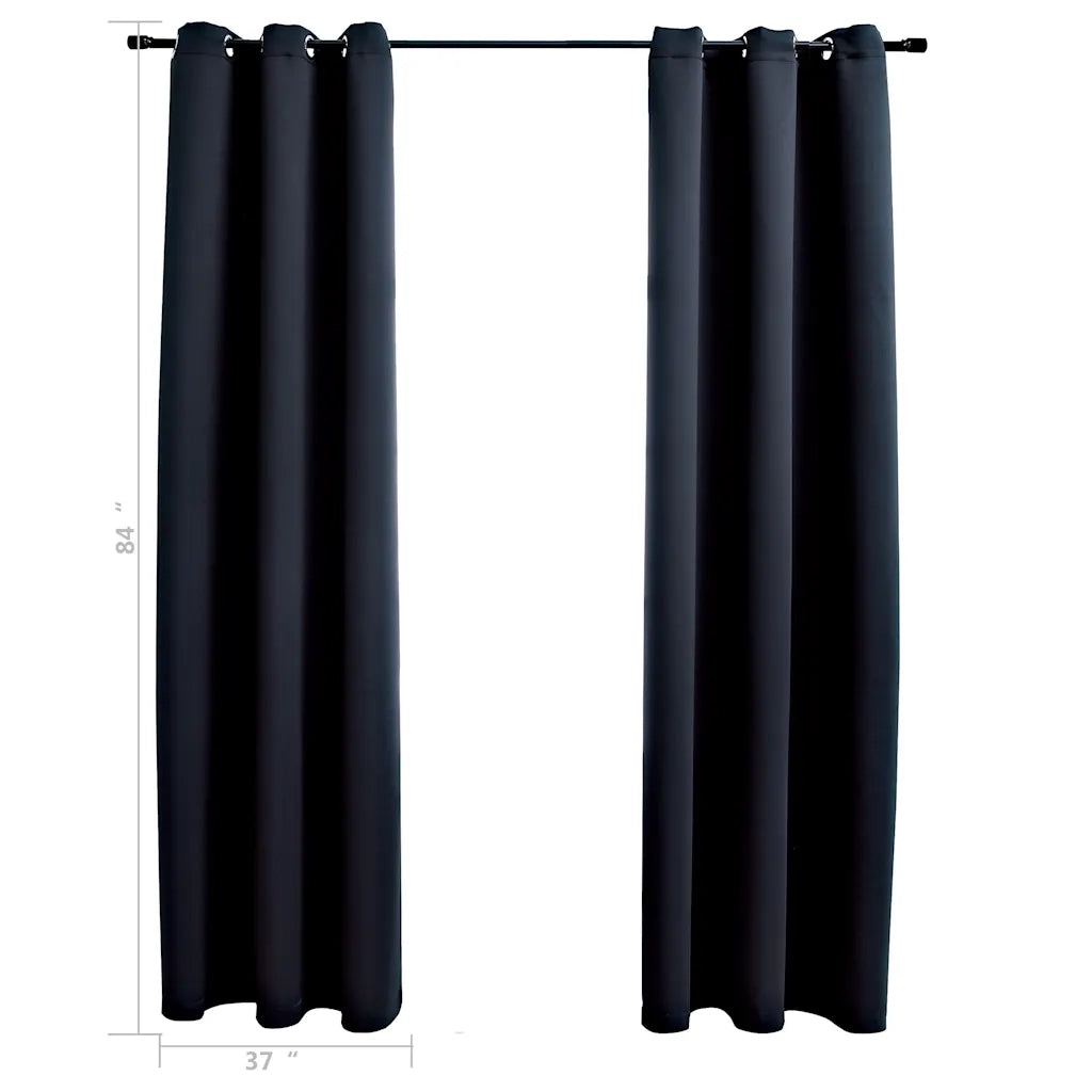 Tende oscuranti con anelli 2 pz Nero 97x213 cm Tessuto 134835
