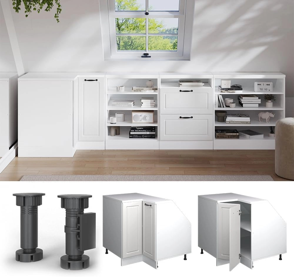 Mobile sottotetto Mobile angolare Rion, Bianco casa di campagna, 75.6 x 81.6 cm con 1 porta, carcassa dell’armadio profondità 60 cm, adatto per il salvaspazio sotto tetti spioventi