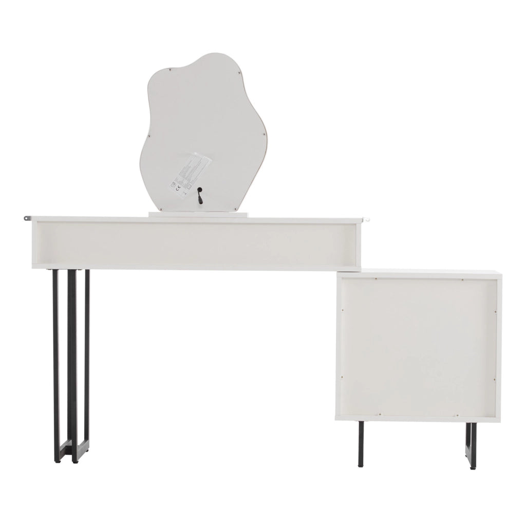 Toeletta 100x40x76 cm bianca in pannello truciolare con specchio LED