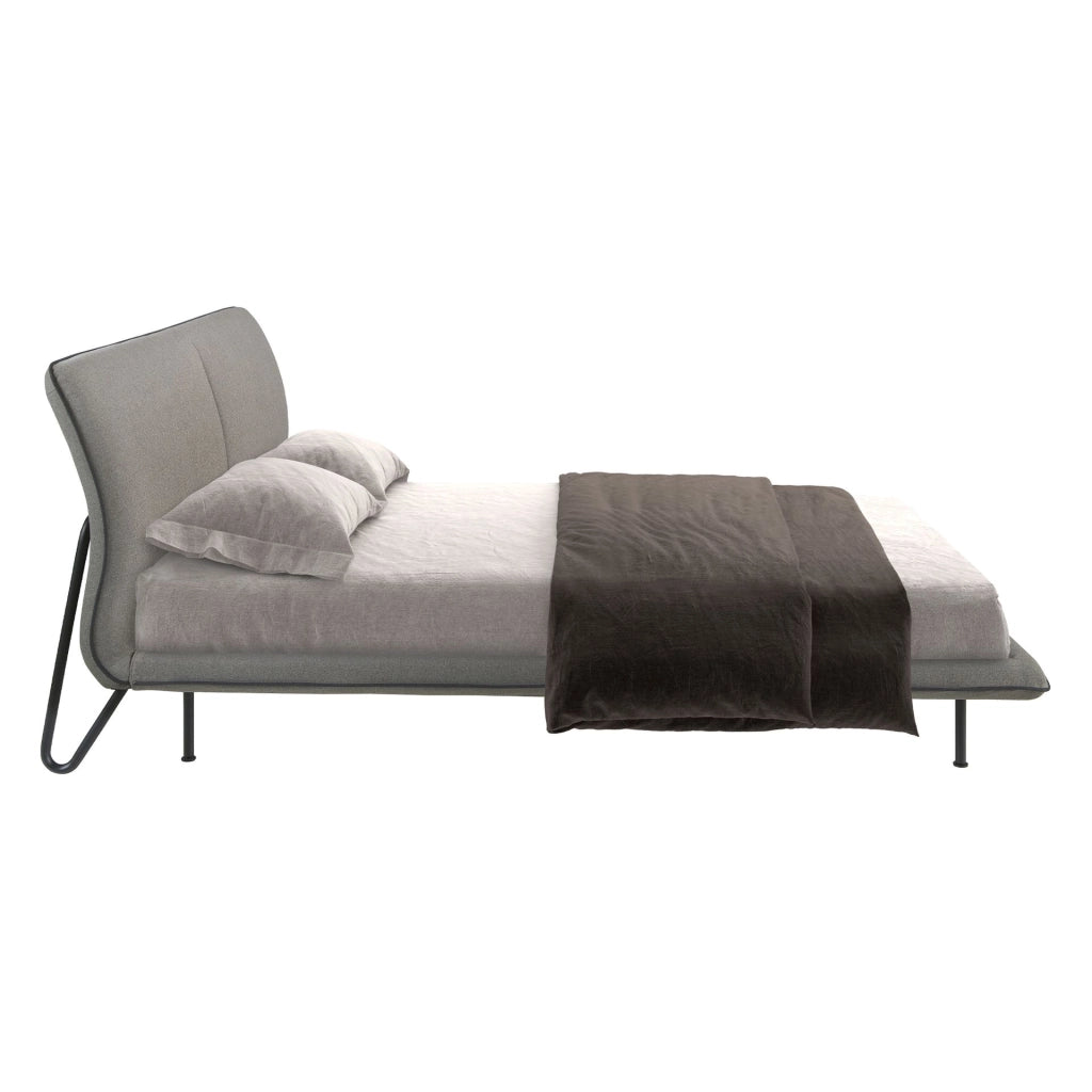 Letto in tessuto grigio scuro