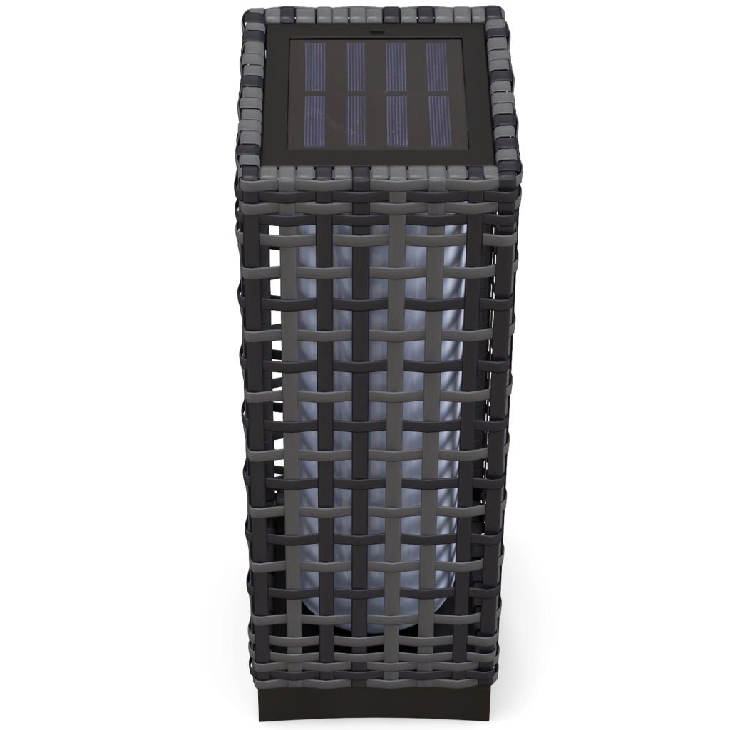 Lampada Solare da Giardino ¨C Xylo ¨C Effetto Rattan Grigio 15,5x15,5x46cm Acciaio