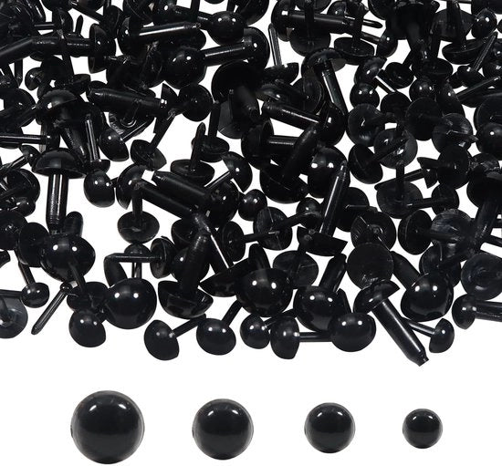 Popcornerecipienti in plastica 1000 pezzi - Nero - 3 mm/4 mm/5 mm/6 mm - Occhioni di sicurezza - Ideali per progetti di fai da te - Occhioni di sicurezza